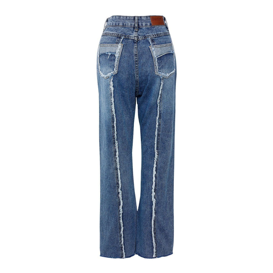 Helmiss - Pocket Frayed Jeans- Streetwear Fashion - helmiss.com