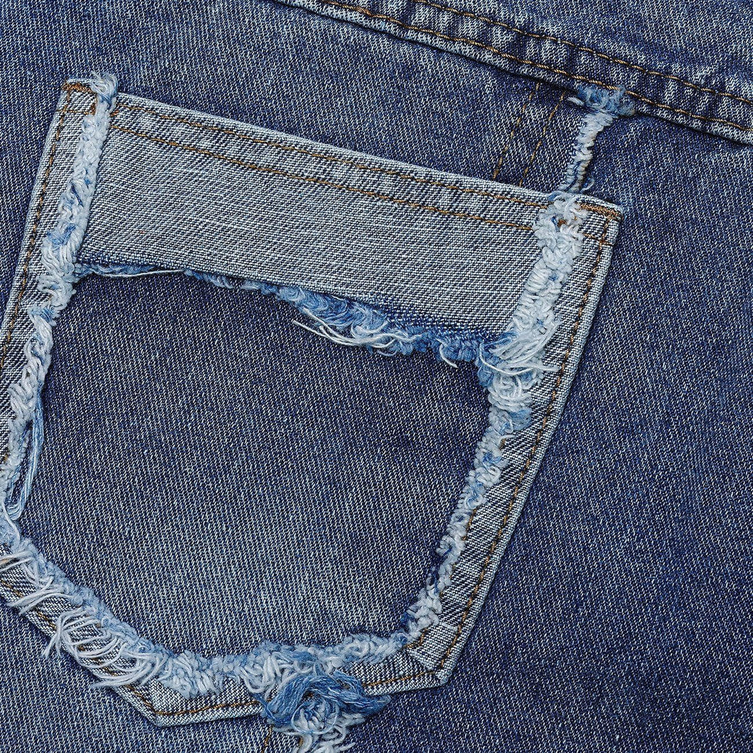 Helmiss - Pocket Frayed Jeans- Streetwear Fashion - helmiss.com