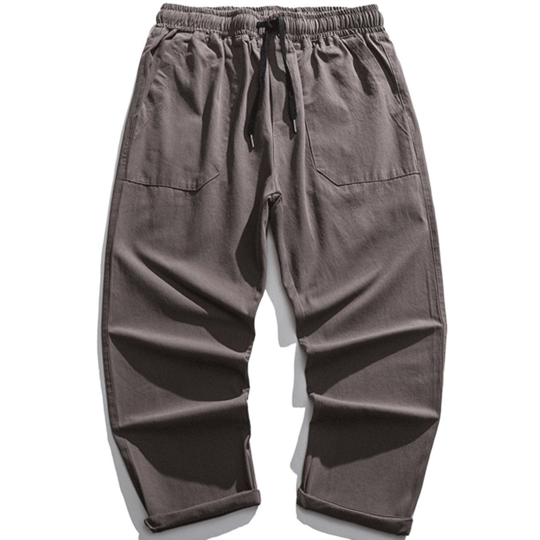 Helmiss - Pocket Solid Pants- Streetwear Fashion - helmiss.com