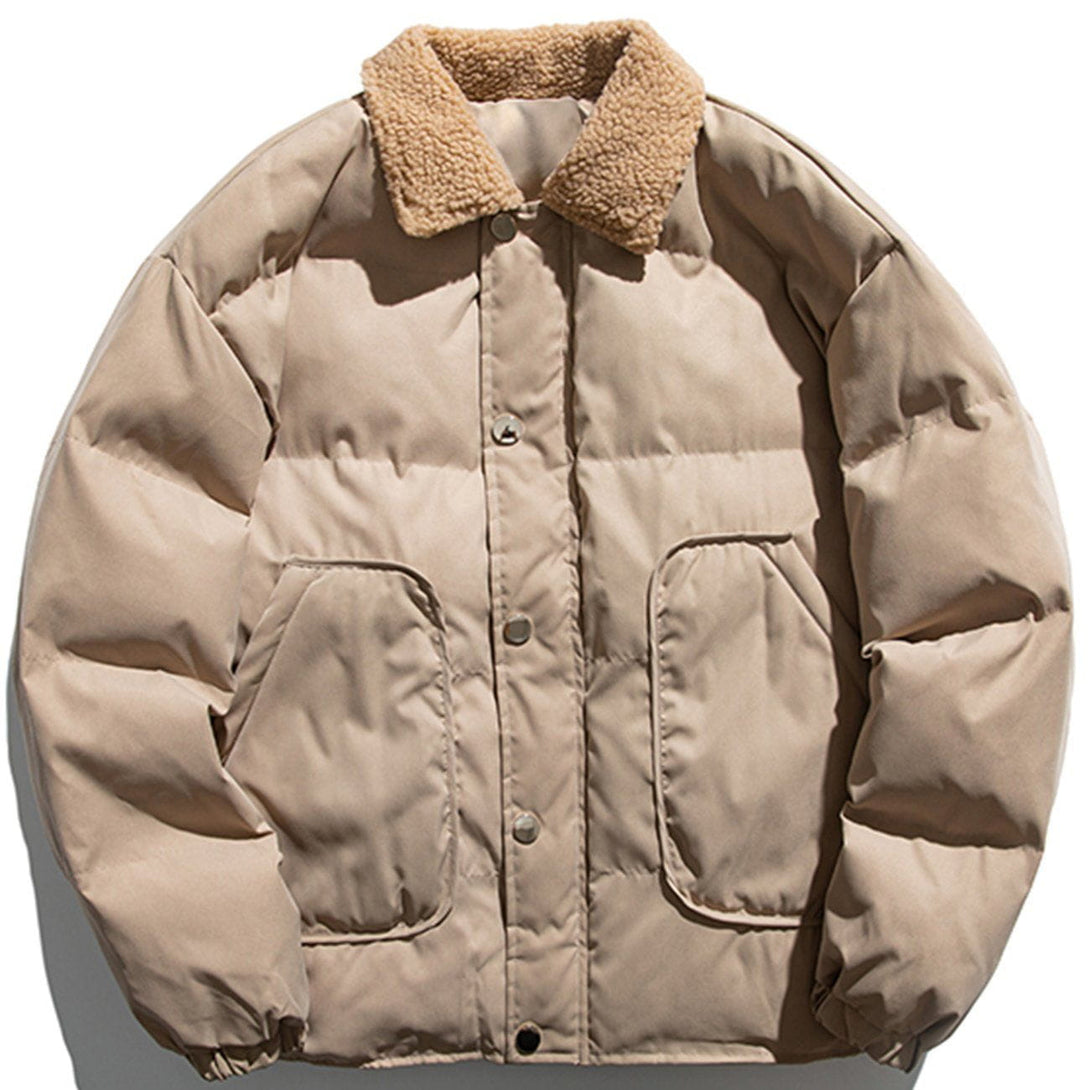 Helmiss - Pocket Solid Winter Coat- Streetwear Fashion - helmiss.com