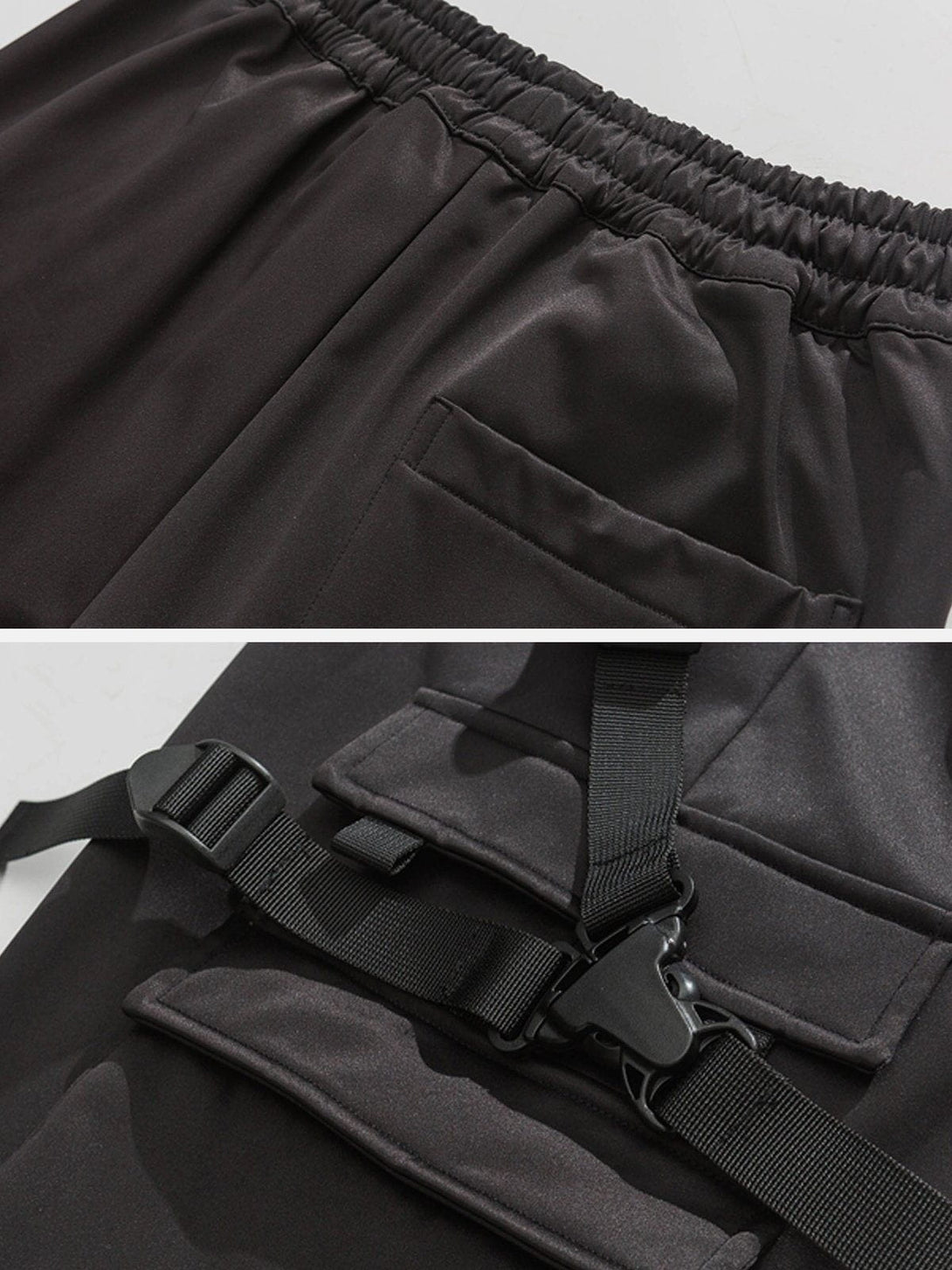 Helmiss - Pocket Woven Ribbon Cargo Pants- Streetwear Fashion - helmiss.com