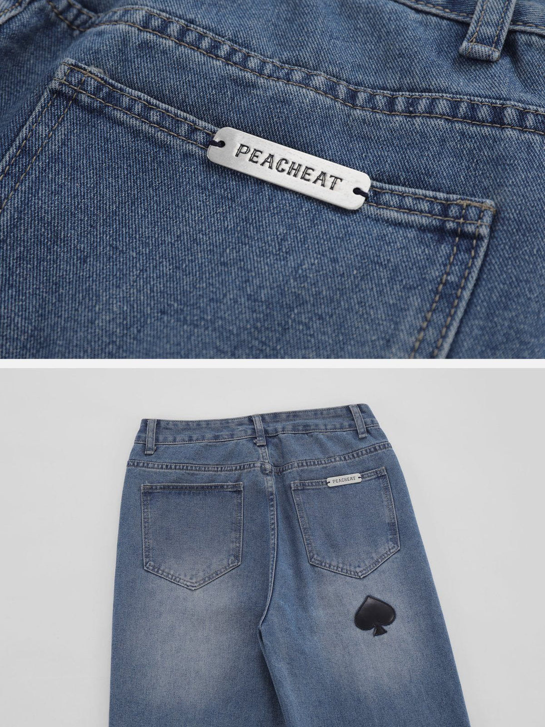 Helmiss - Poker Patch Embroidered Jeans- Streetwear Fashion - helmiss.com