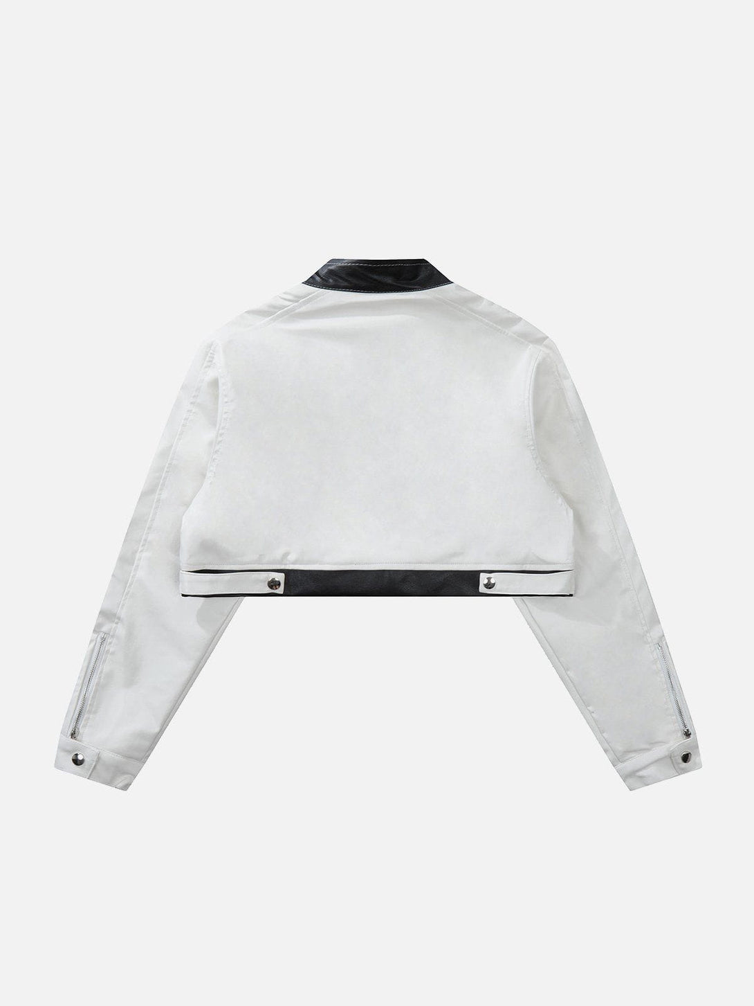 Helmiss - Pu Leather Crop Motorcycle Jacket- Streetwear Fashion - helmiss.com