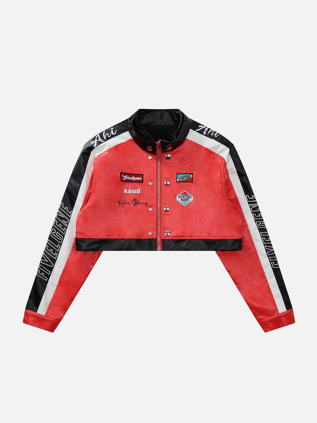 Helmiss - Pu Leather Crop Motorcycle Jacket- Streetwear Fashion - helmiss.com