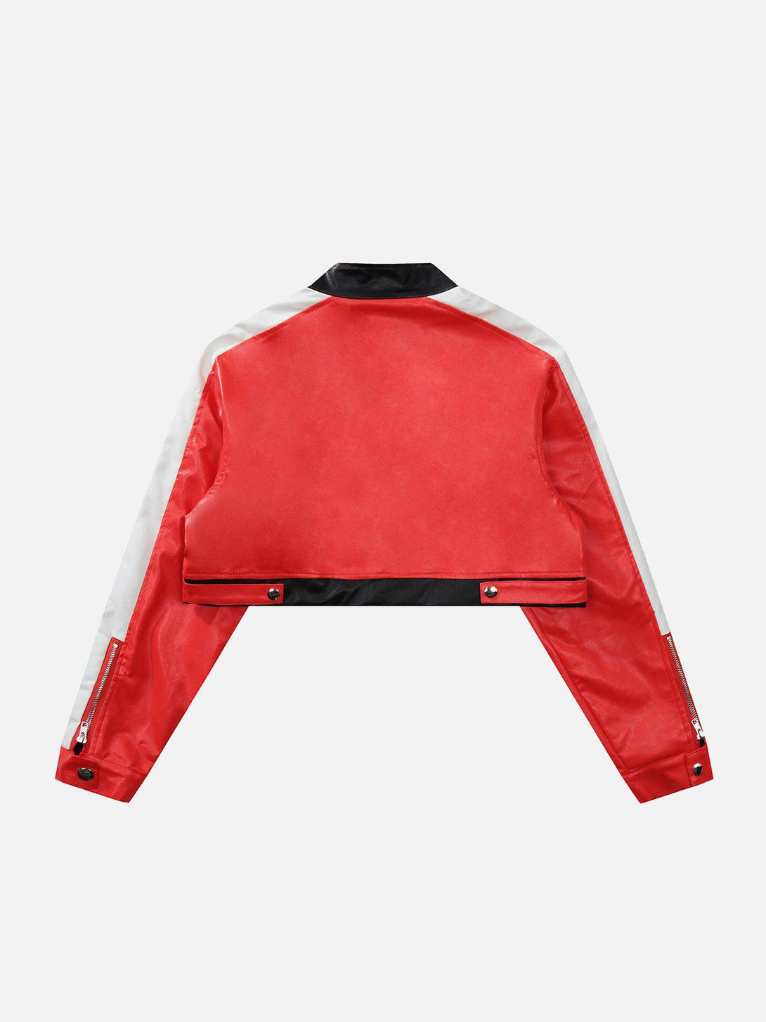 Helmiss - Pu Leather Crop Motorcycle Jacket- Streetwear Fashion - helmiss.com