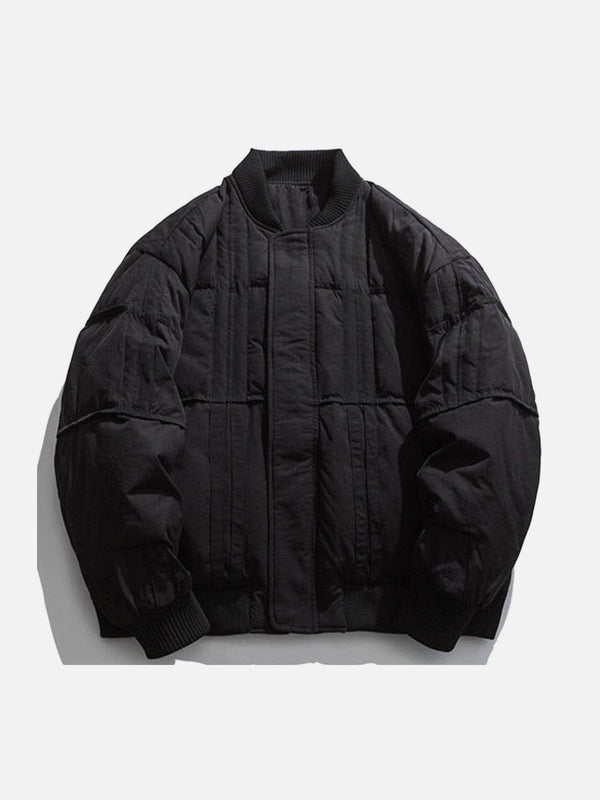 Helmiss - Pure Color Stitching Puffer Winter Coat- Streetwear Fashion - helmiss.com