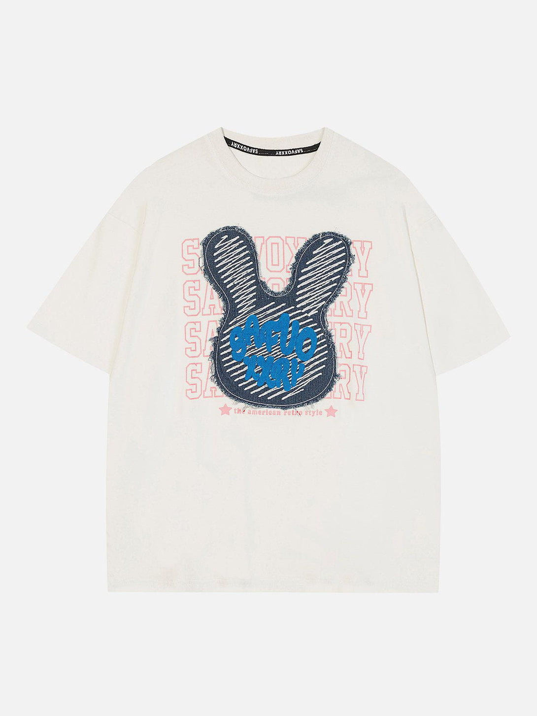 Helmiss - Rabbit Embroidery Print Tee- Streetwear Fashion - helmiss.com