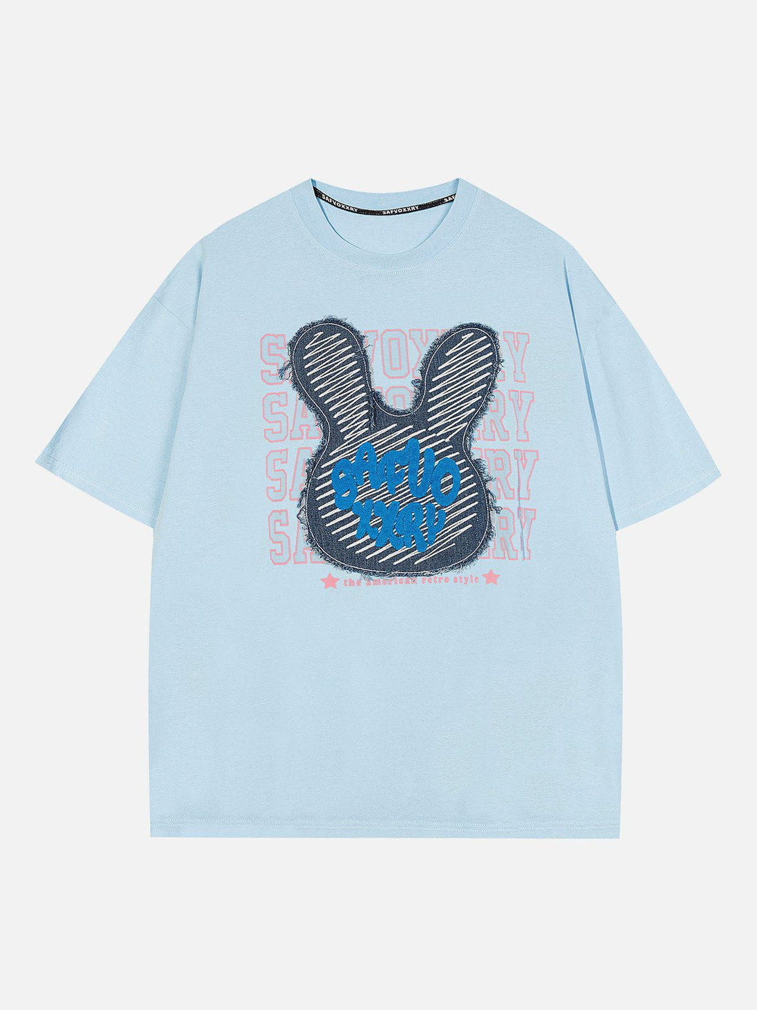 Helmiss - Rabbit Embroidery Print Tee- Streetwear Fashion - helmiss.com