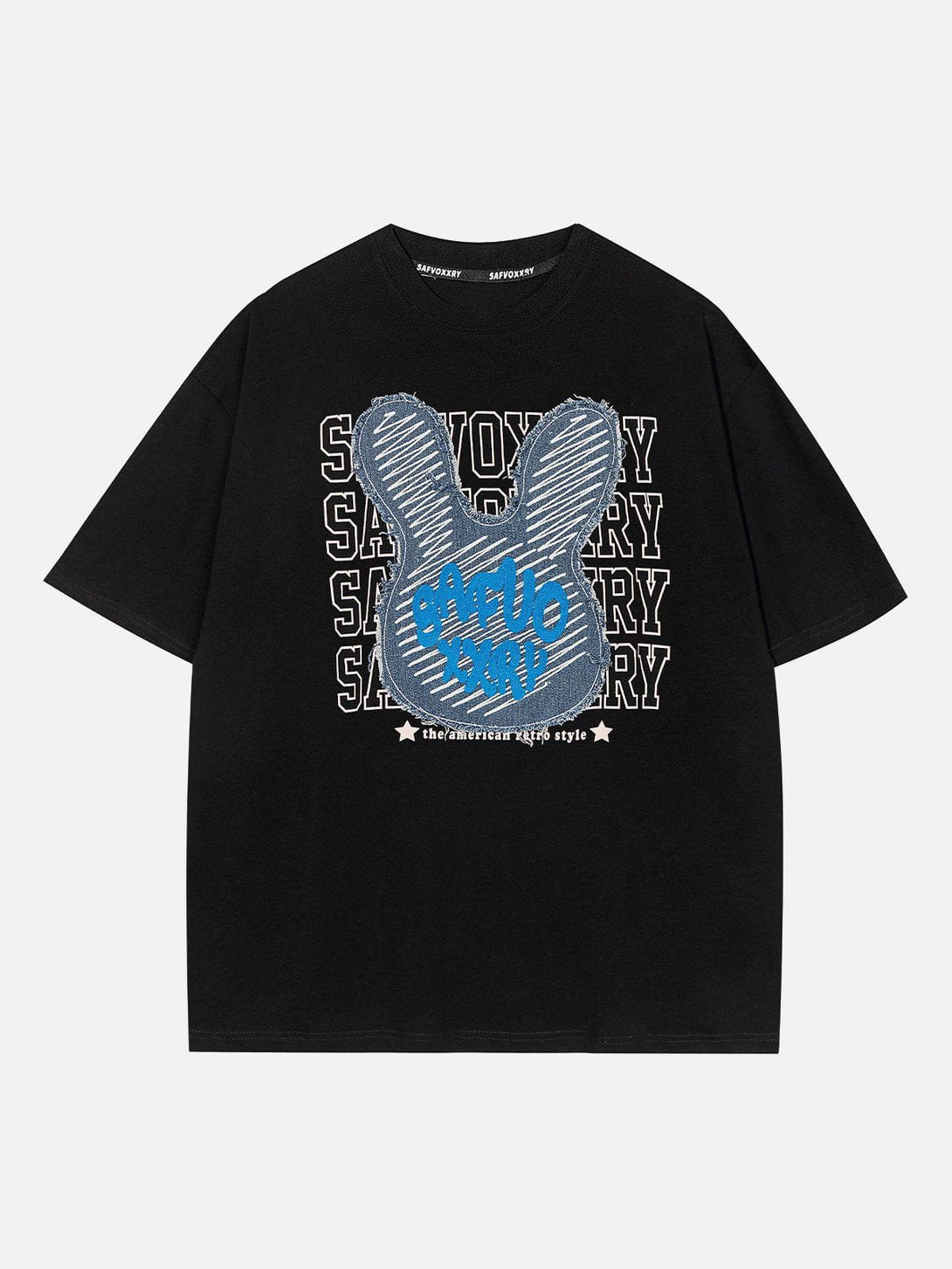 Helmiss - Rabbit Embroidery Print Tee- Streetwear Fashion - helmiss.com