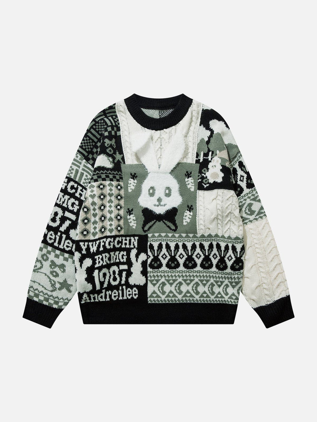 Helmiss - Rabbit Jacquard Sweater- Streetwear Fashion - helmiss.com