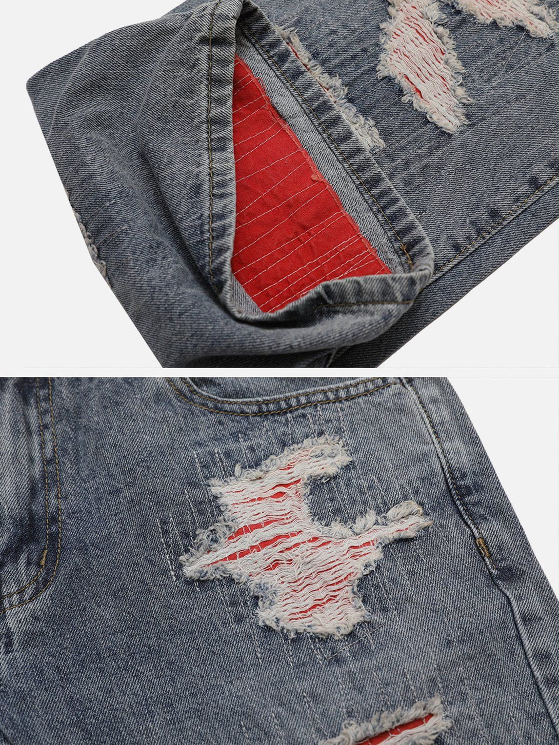 Helmiss - Raw Edge Hole Jeans- Streetwear Fashion - helmiss.com