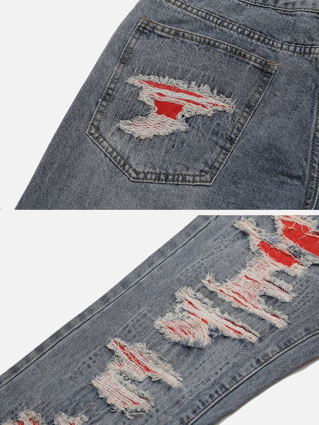 Helmiss - Raw Edge Hole Jeans- Streetwear Fashion - helmiss.com