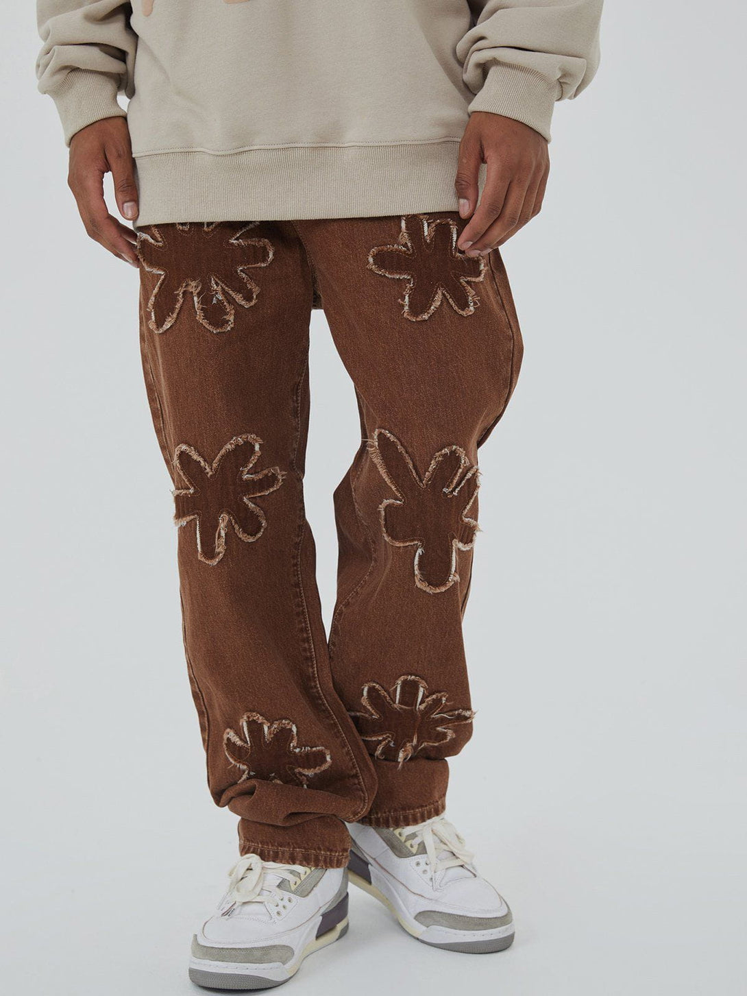 Helmiss - Raw Edge Patch Embroidery Jeans- Streetwear Fashion - helmiss.com