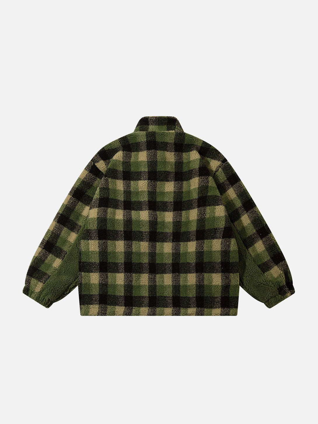 Helmiss - Retro Colorblock Plaid Sherpa Coat- Streetwear Fashion - helmiss.com