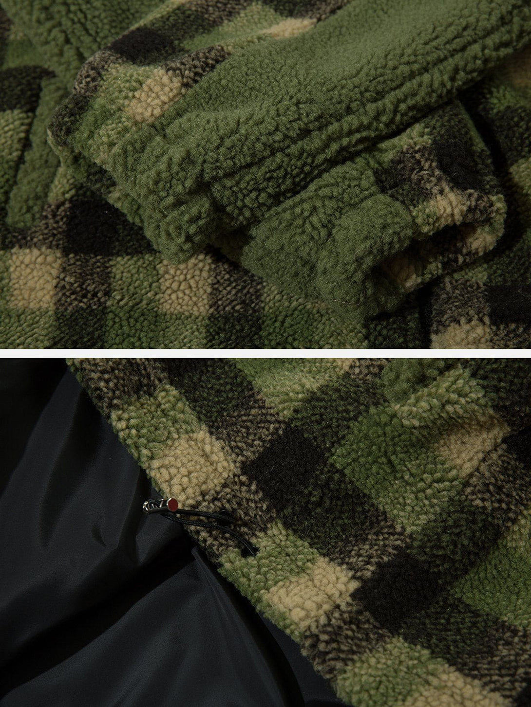 Helmiss - Retro Colorblock Plaid Sherpa Coat- Streetwear Fashion - helmiss.com