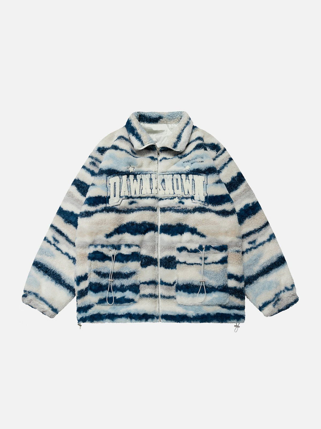 Helmiss - Retro West Coast Stripe Contrast Sherpa Coat- Streetwear Fashion - helmiss.com