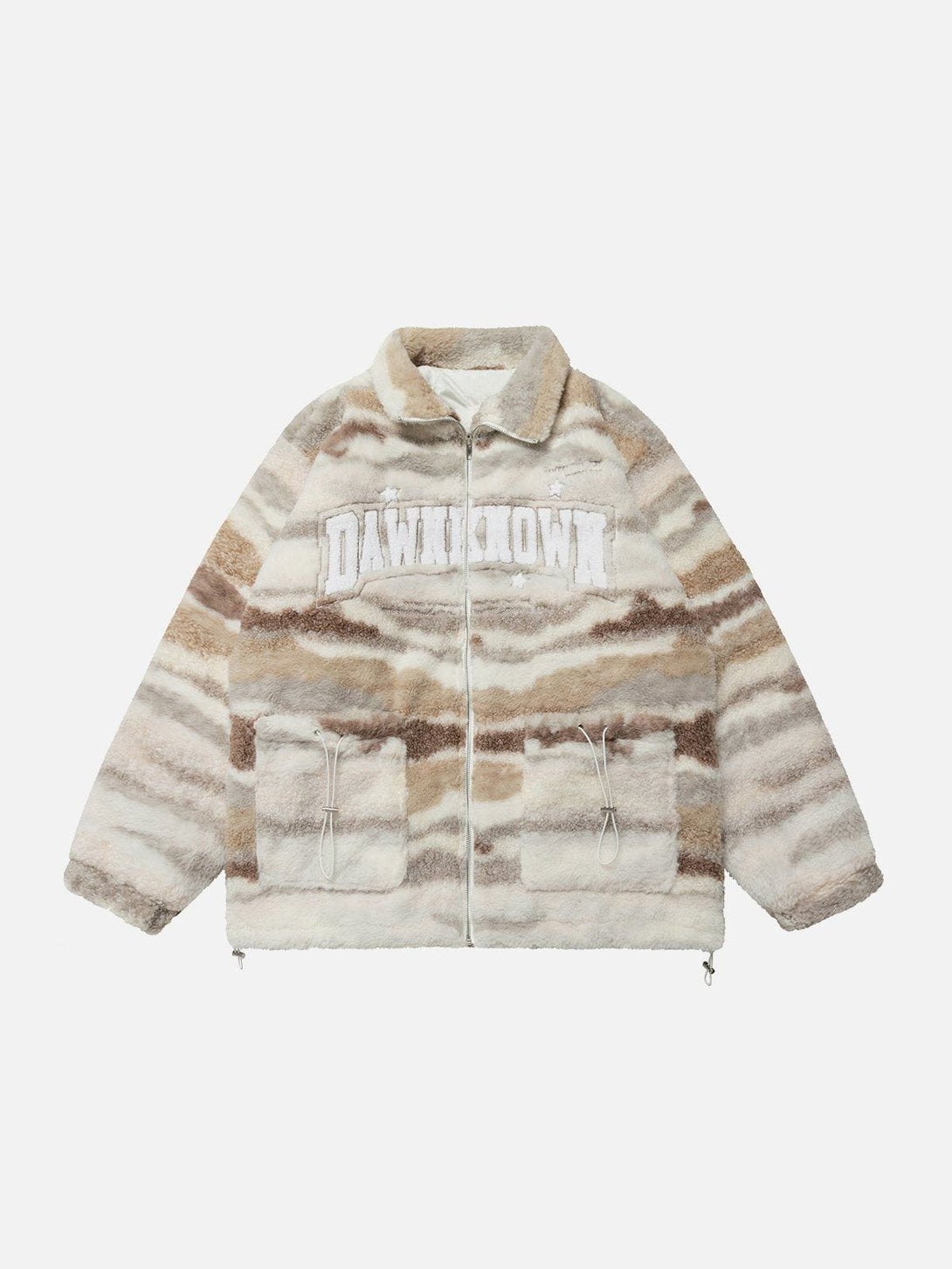 Helmiss - Retro West Coast Stripe Contrast Sherpa Coat- Streetwear Fashion - helmiss.com