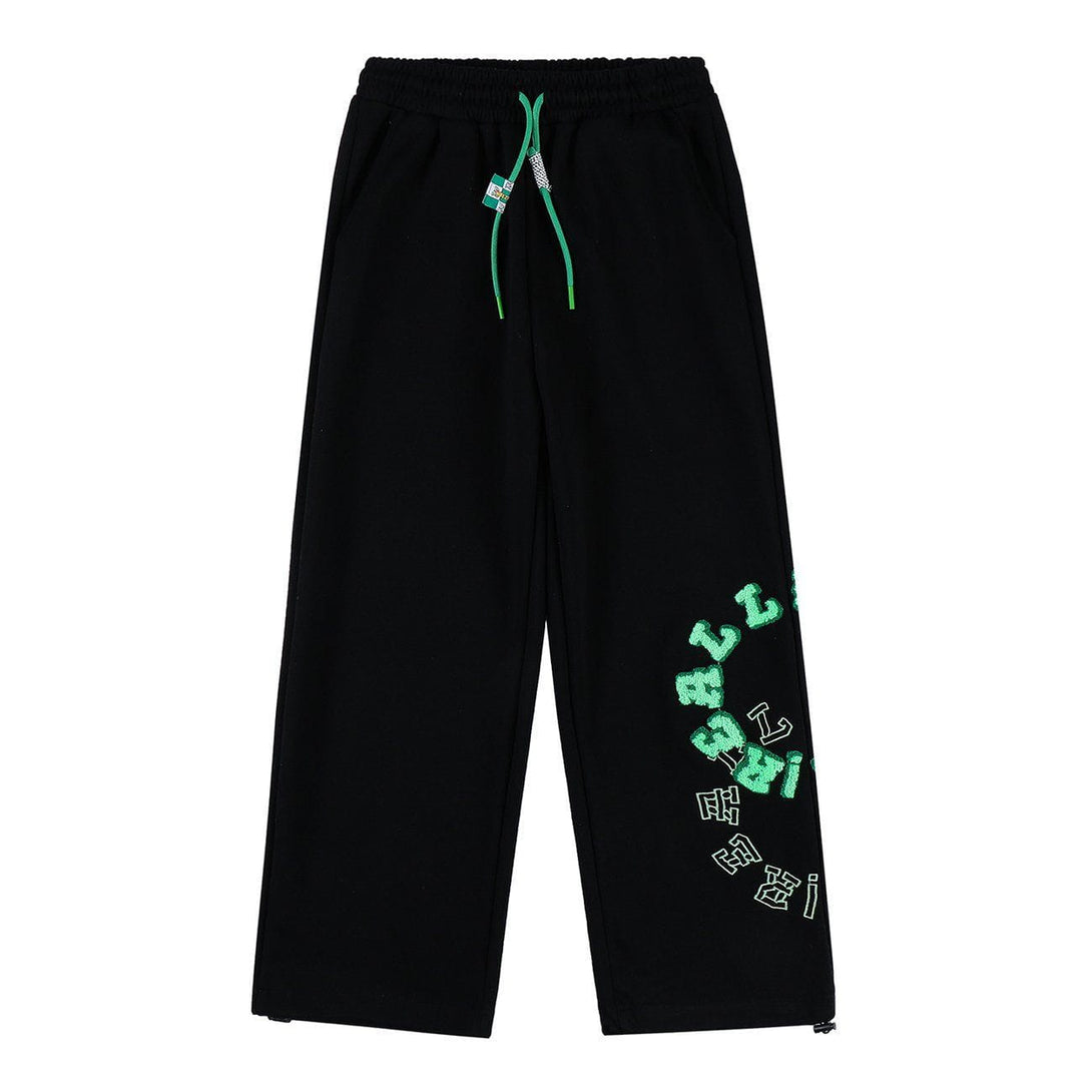 Helmiss - Ring Letter Towel Embroidered Pants- Streetwear Fashion - helmiss.com