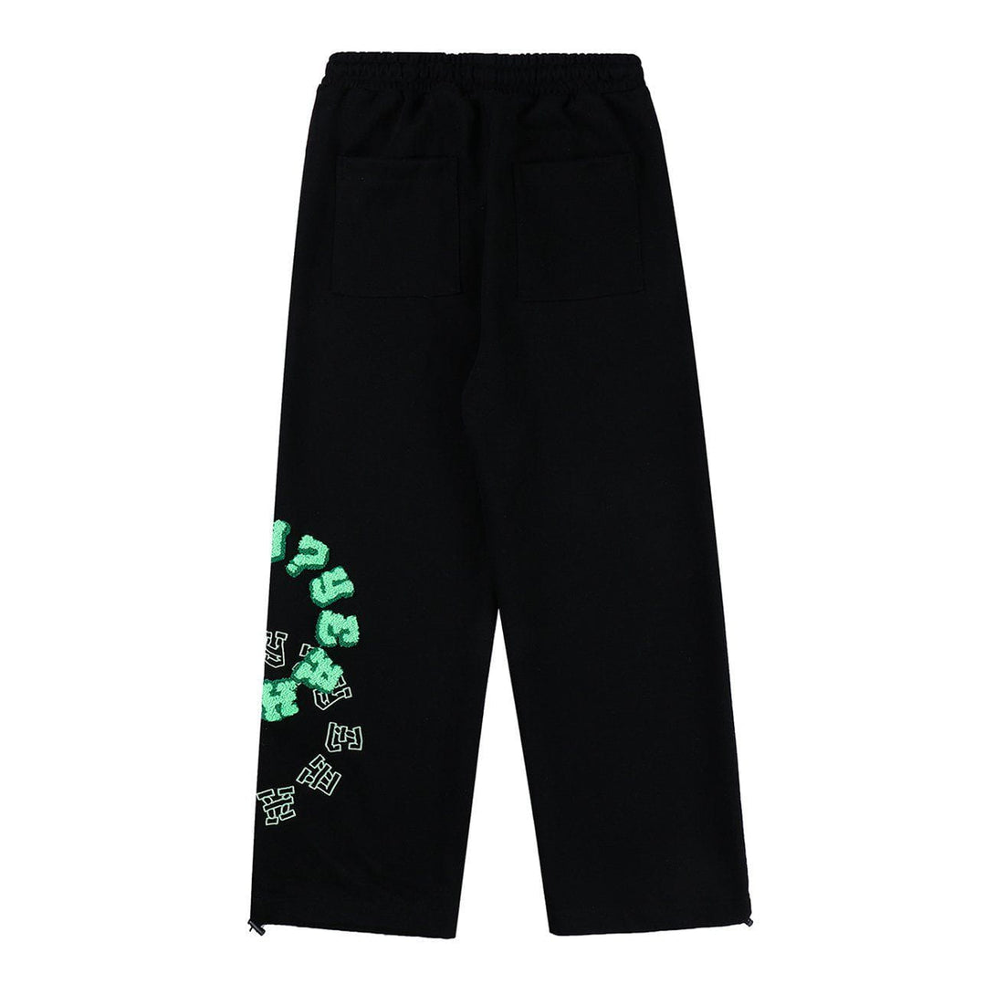 Helmiss - Ring Letter Towel Embroidered Pants- Streetwear Fashion - helmiss.com