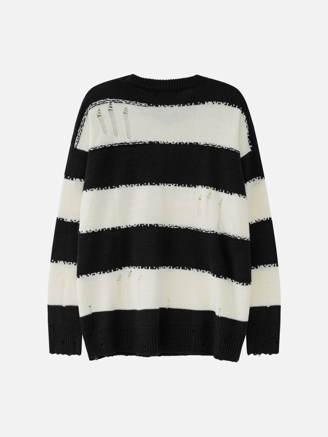 Helmiss - Ripped Stripes Jacquard Knit Sweater- Streetwear Fashion - helmiss.com