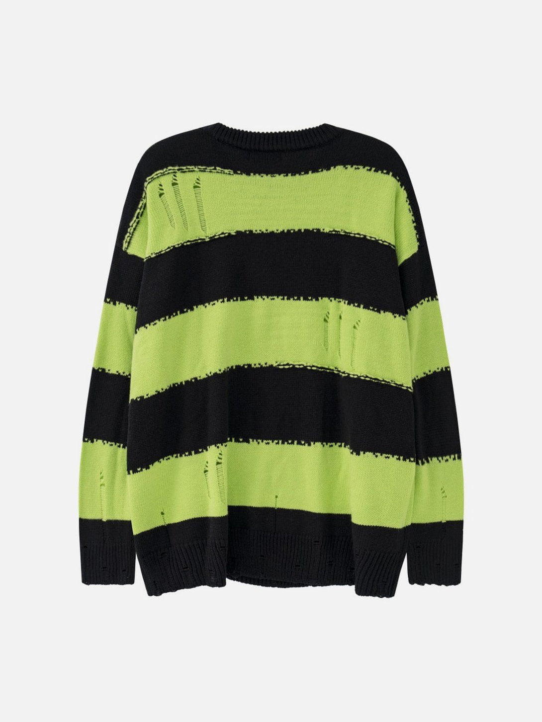 Helmiss - Ripped Stripes Jacquard Knit Sweater- Streetwear Fashion - helmiss.com