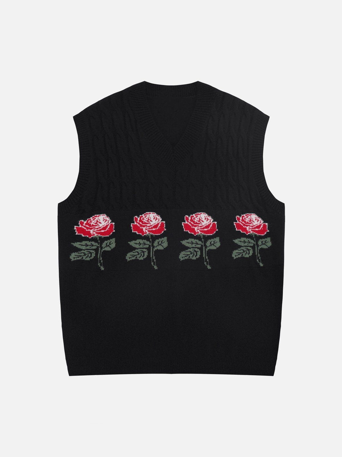 Helmiss - Rose Pattern Sweater Vest- Streetwear Fashion - helmiss.com