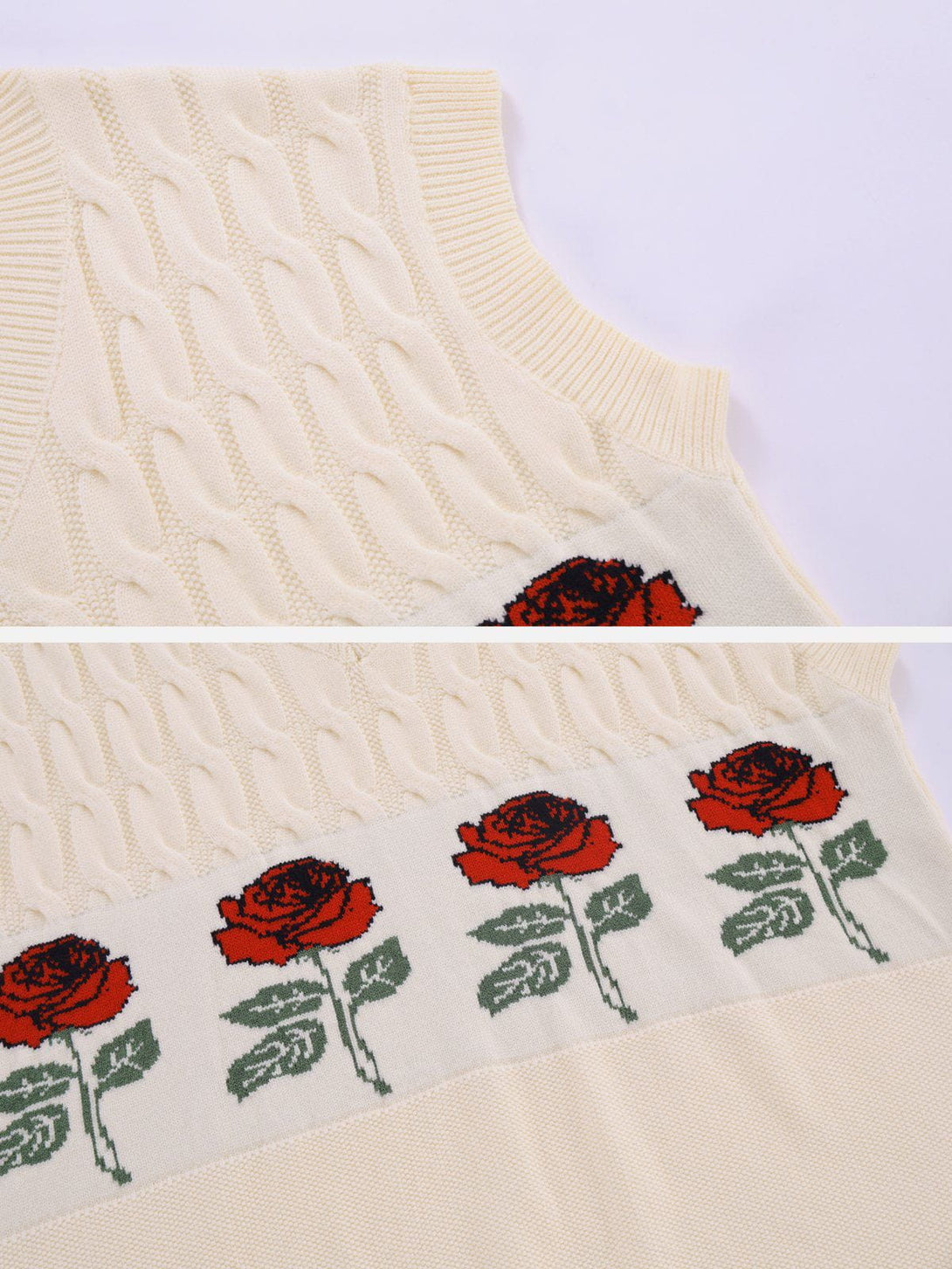 Helmiss - Rose Pattern Sweater Vest- Streetwear Fashion - helmiss.com