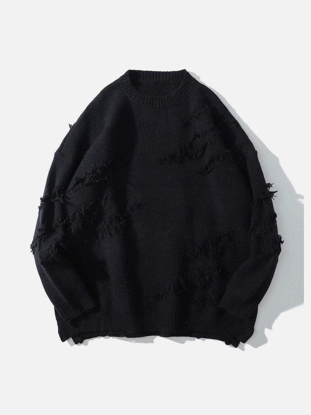 Helmiss - "Rwoiut" Fringed Design Sweater- Streetwear Fashion - helmiss.com