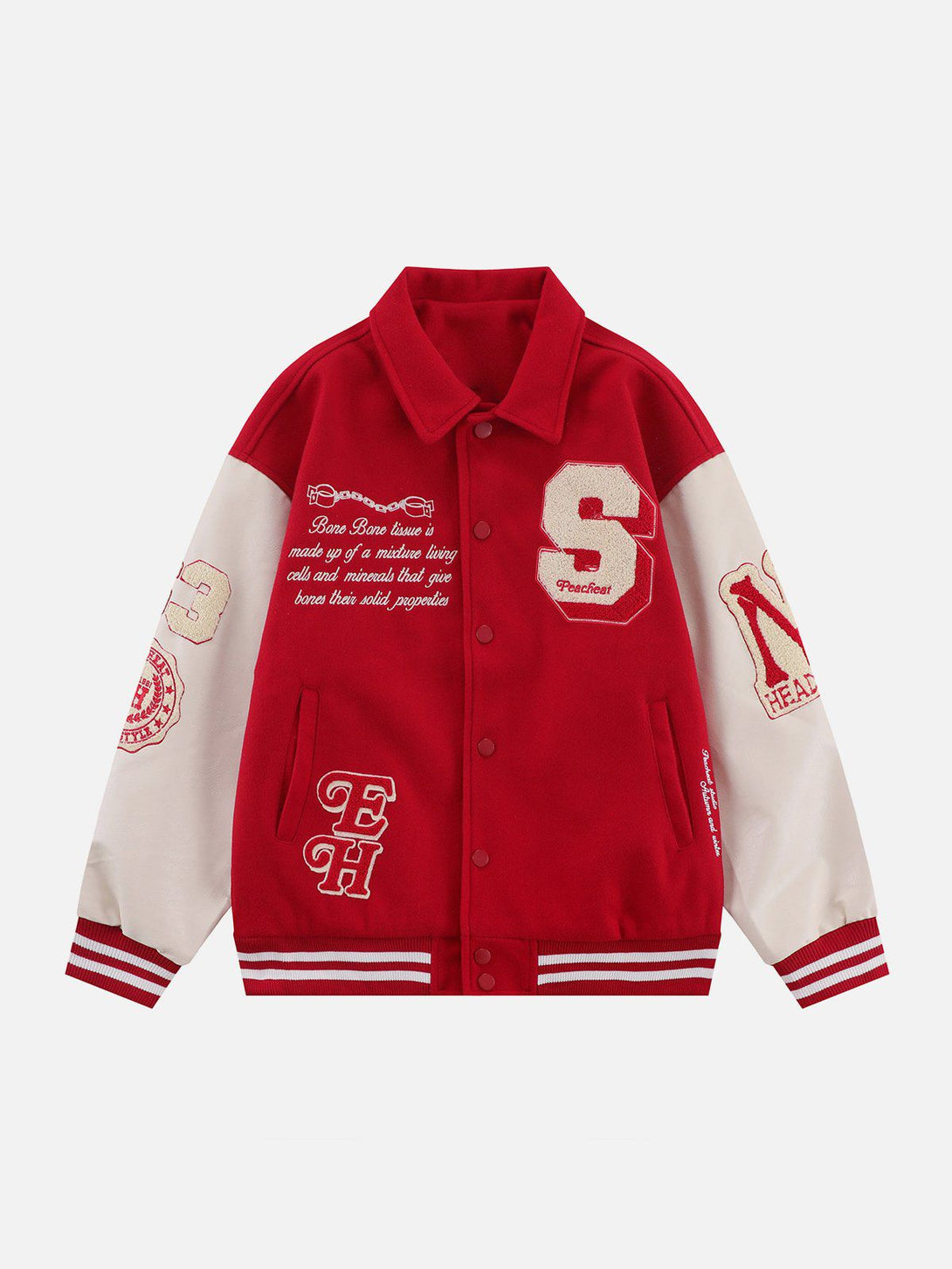 Helmiss - "S" Flocked Lapel Stitching Varsity Jacket- Streetwear Fashion - helmiss.com