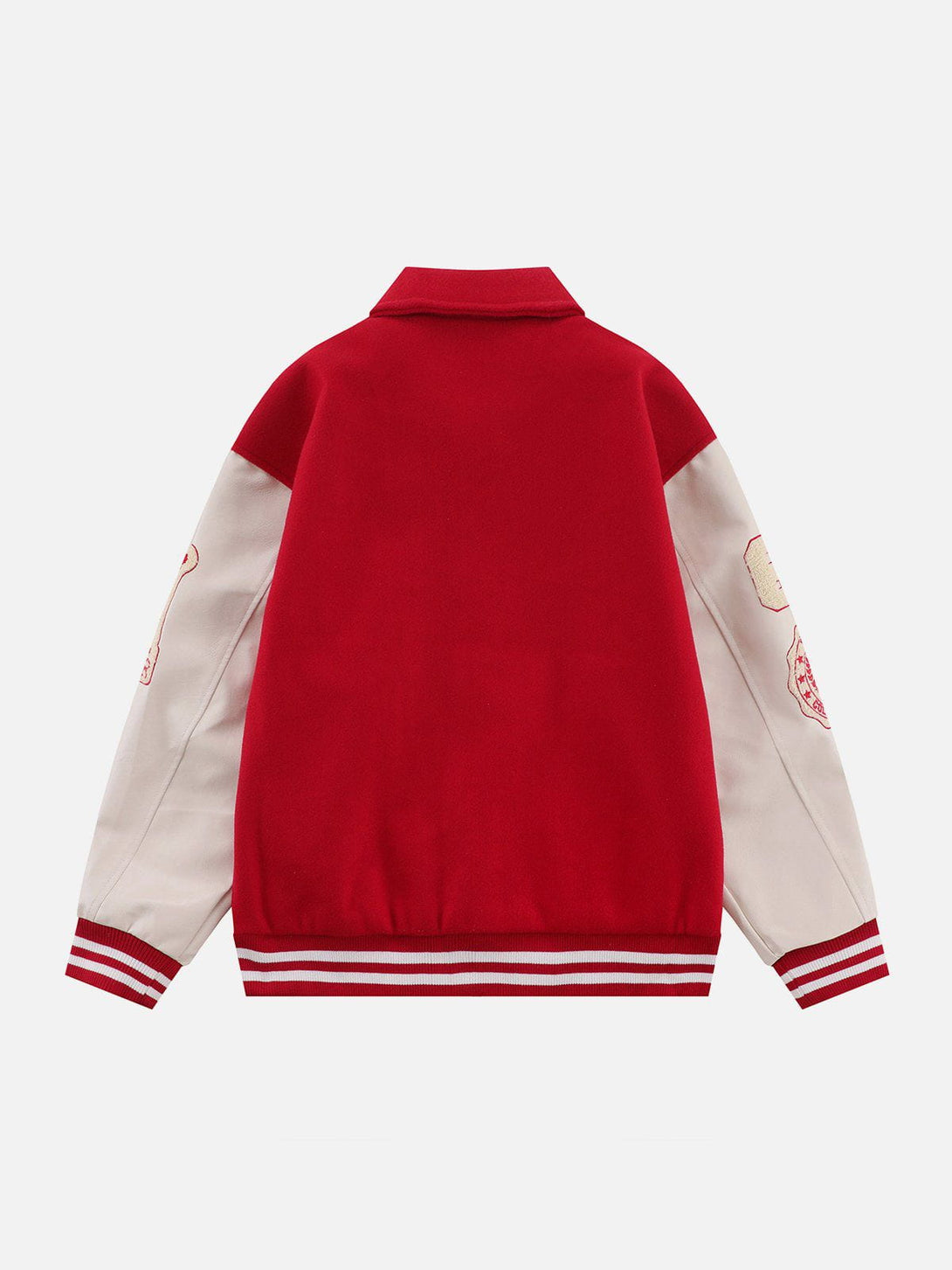 Helmiss - "S" Flocked Lapel Stitching Varsity Jacket- Streetwear Fashion - helmiss.com