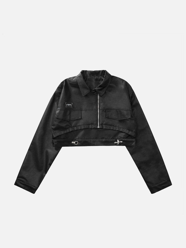 Helmiss - Short PU Jacket- Streetwear Fashion - helmiss.com