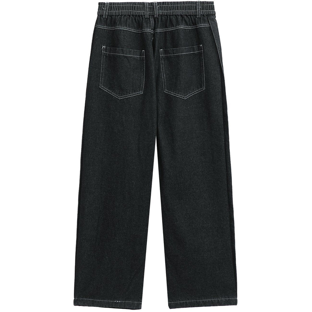 Helmiss - Side Buttoned Label Jeans- Streetwear Fashion - helmiss.com