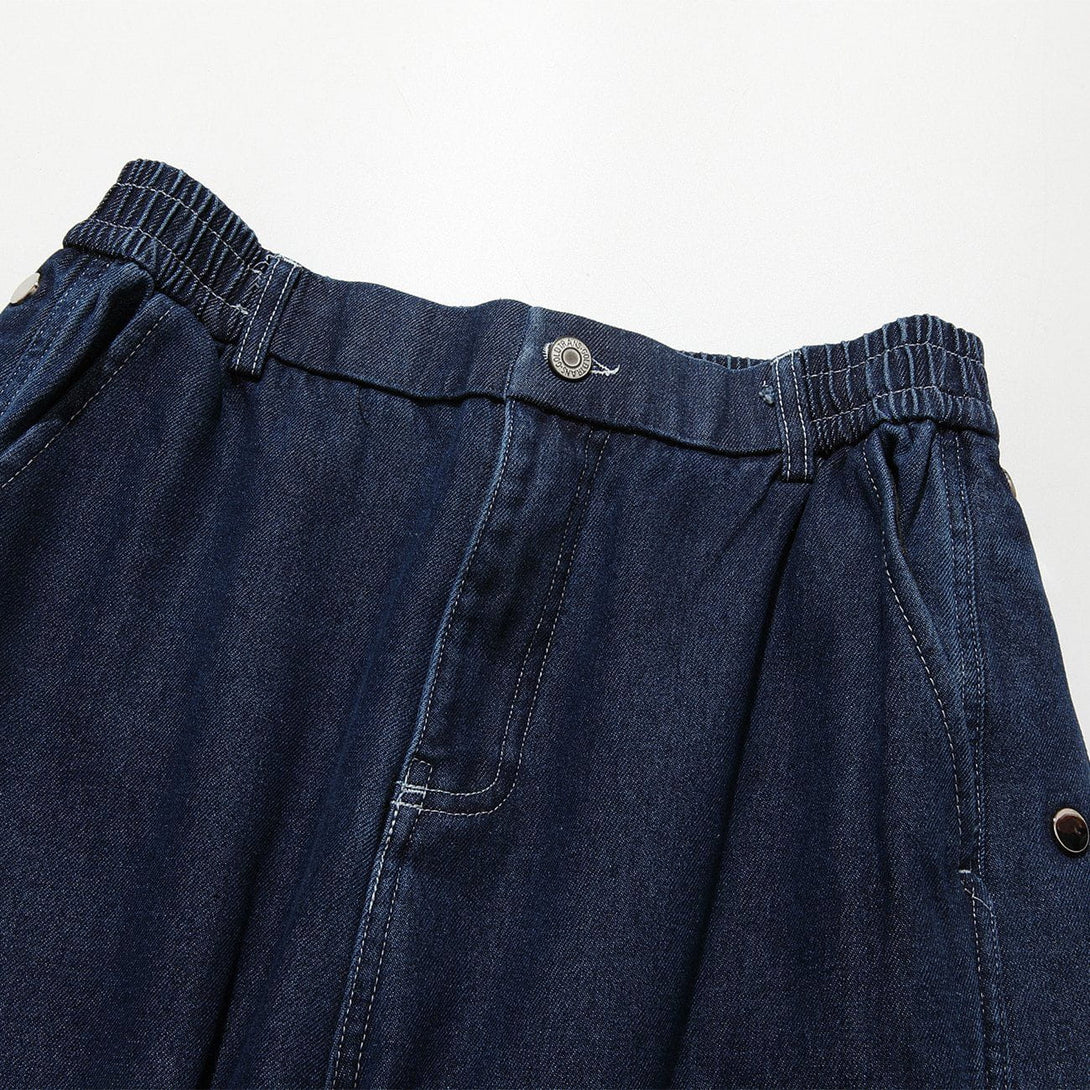 Helmiss - Side Buttoned Label Jeans- Streetwear Fashion - helmiss.com