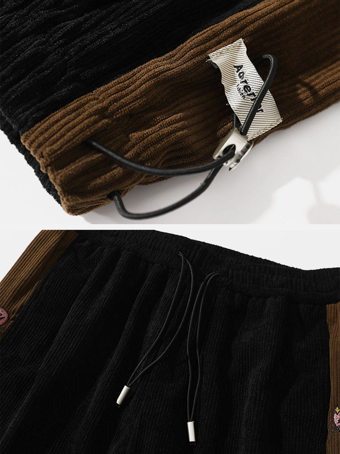 Helmiss - Side Embroidered Corduroy Trousers- Streetwear Fashion - helmiss.com