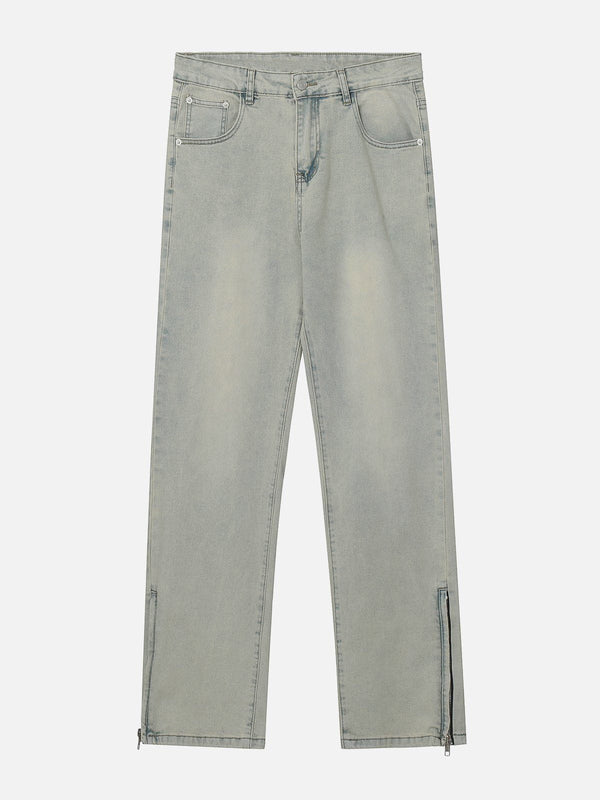 Helmiss - Side Leg Side Zipper Jeans- Streetwear Fashion - helmiss.com