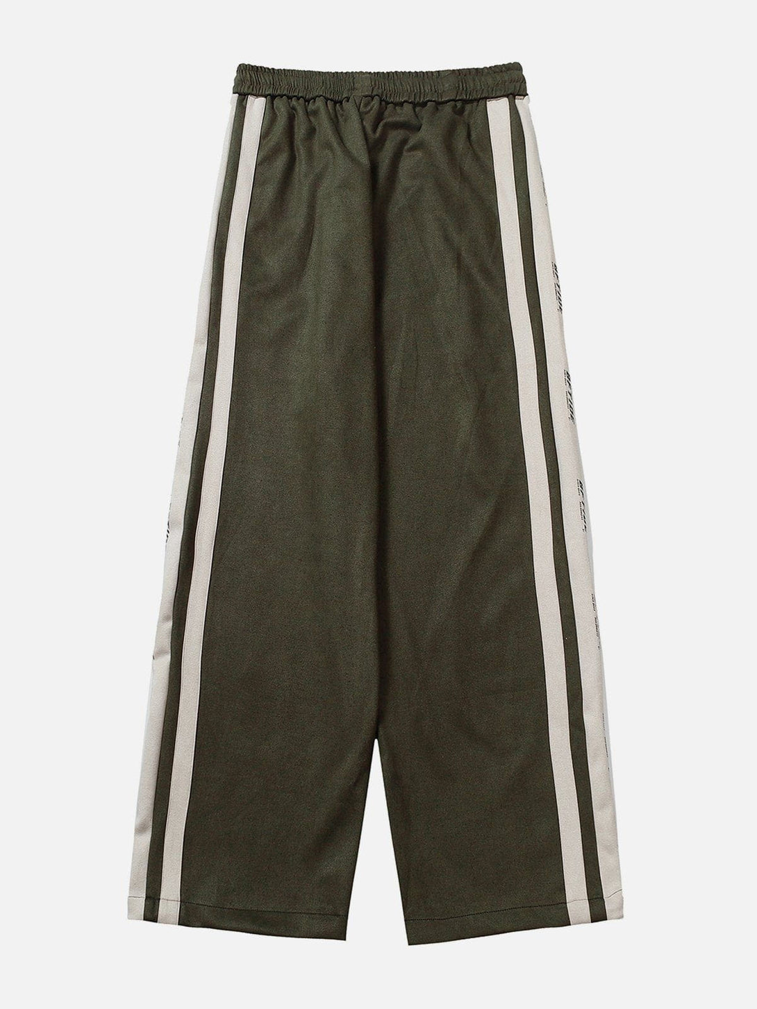 Helmiss - Side Stripe Print Suede Pants- Streetwear Fashion - helmiss.com