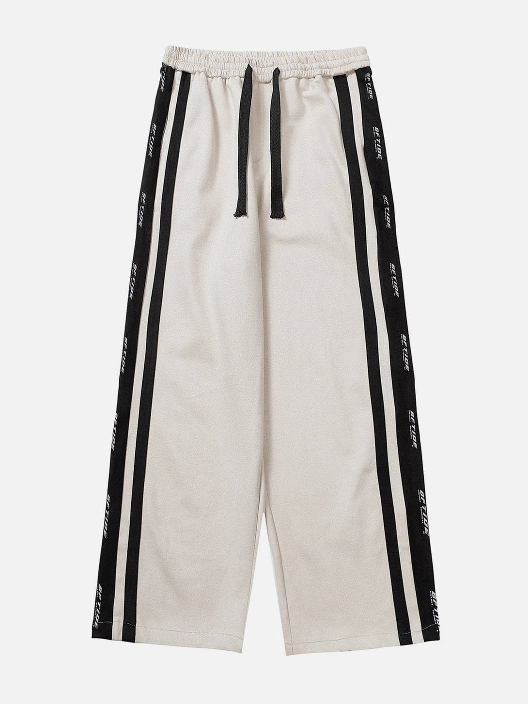 Helmiss - Side Stripe Print Suede Pants- Streetwear Fashion - helmiss.com