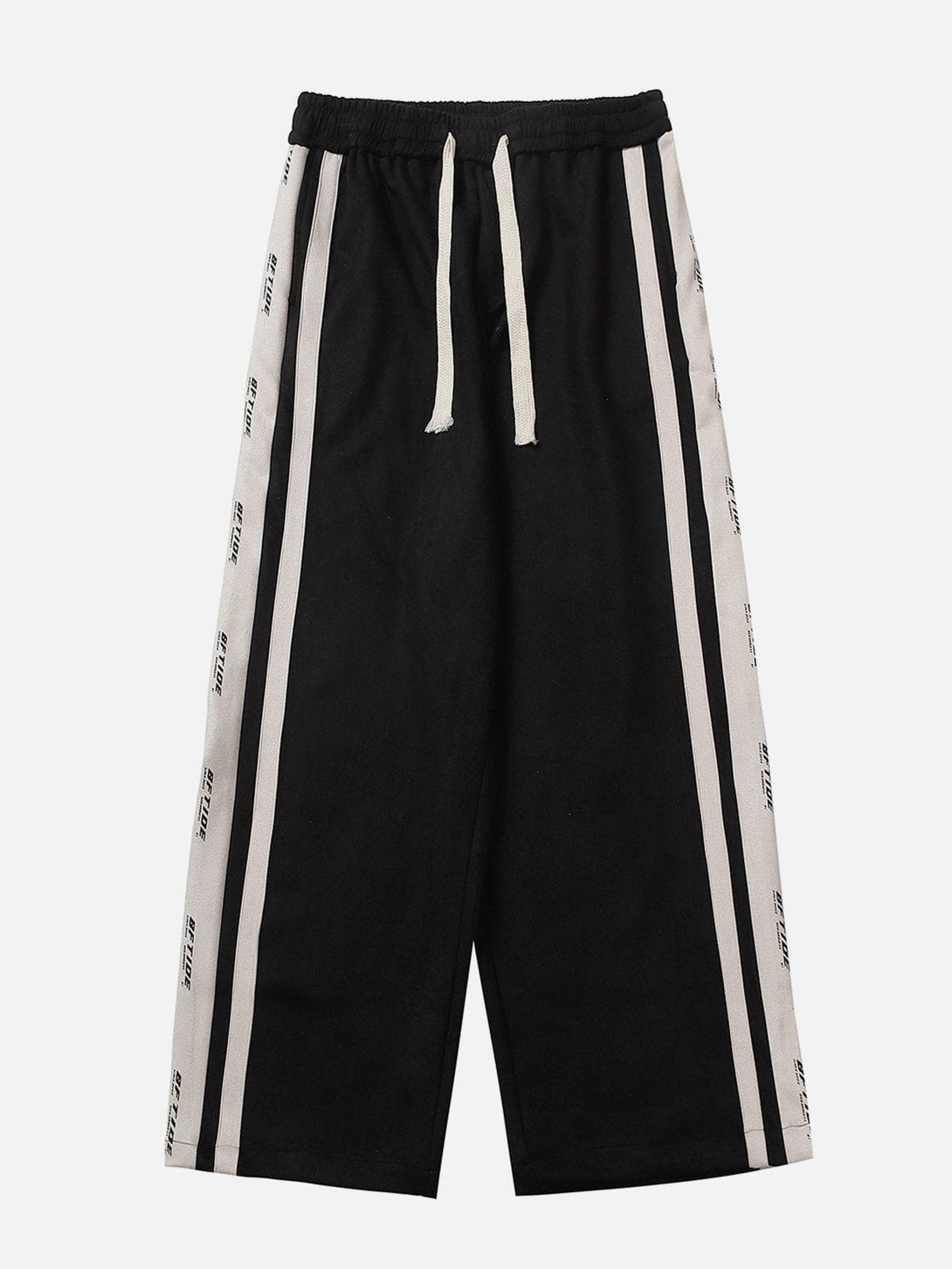 Helmiss - Side Stripe Print Suede Pants- Streetwear Fashion - helmiss.com