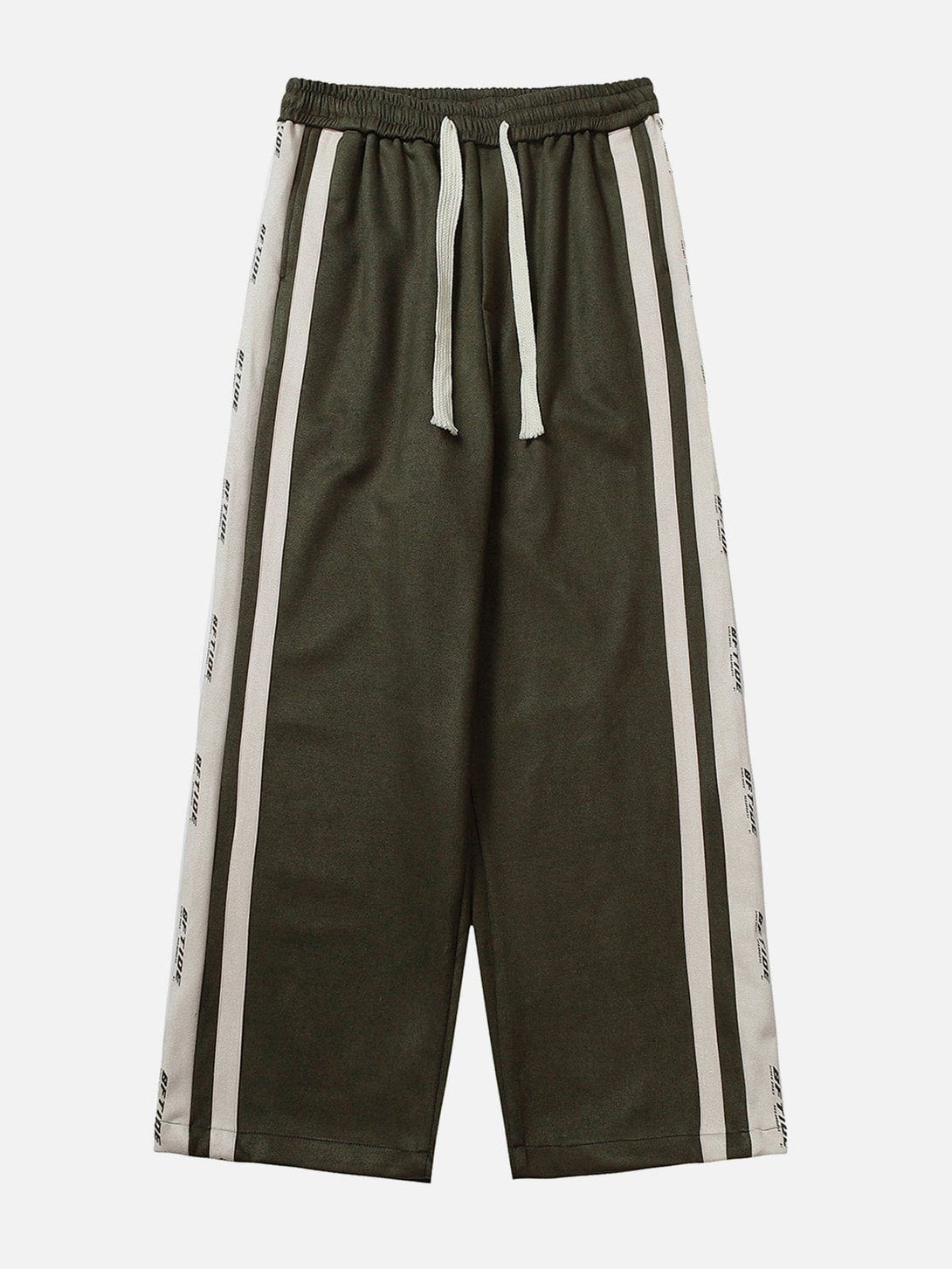 Helmiss - Side Stripe Print Suede Pants- Streetwear Fashion - helmiss.com