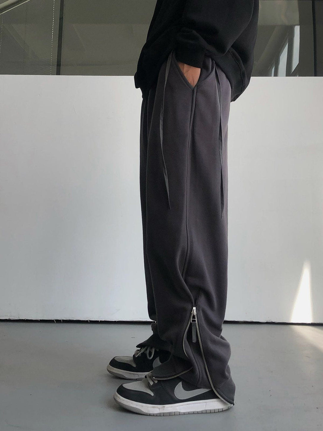 Helmiss - Side Zip Webbing Sweatpants- Streetwear Fashion - helmiss.com