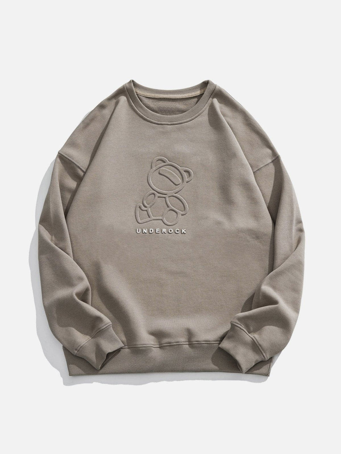 Helmiss - Simple Embossed Bear Sweatshirt- Streetwear Fashion - helmiss.com