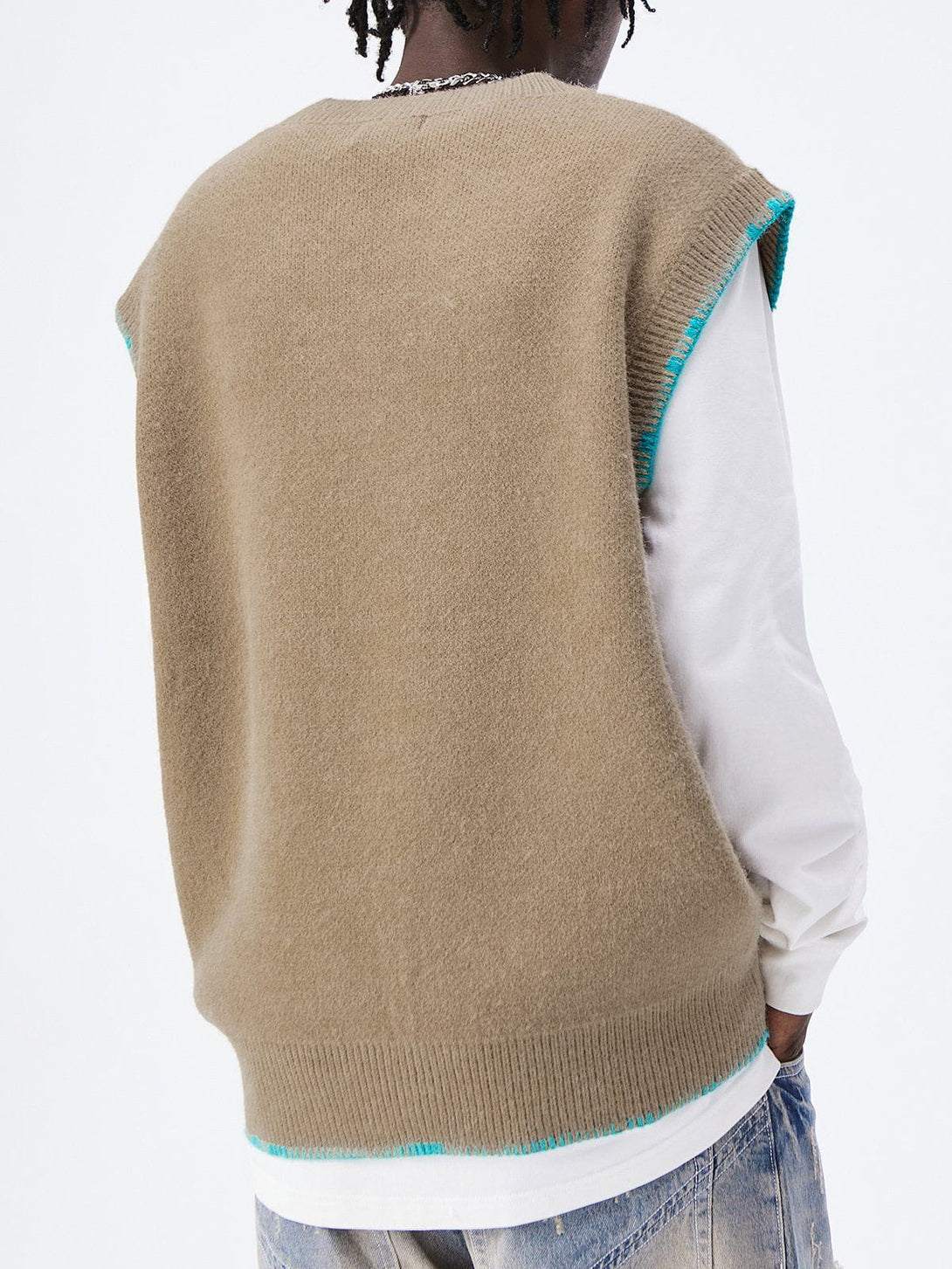 Helmiss - Simple Embroidered Letters Sweater Vest- Streetwear Fashion - helmiss.com