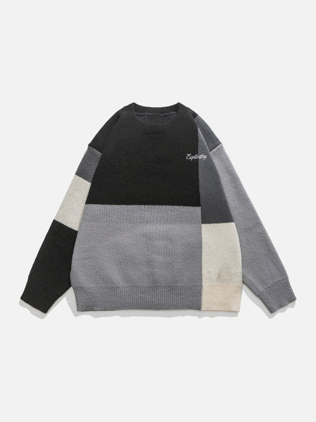 Helmiss - Simple Multicolor Patchwork Sweater- Streetwear Fashion - helmiss.com