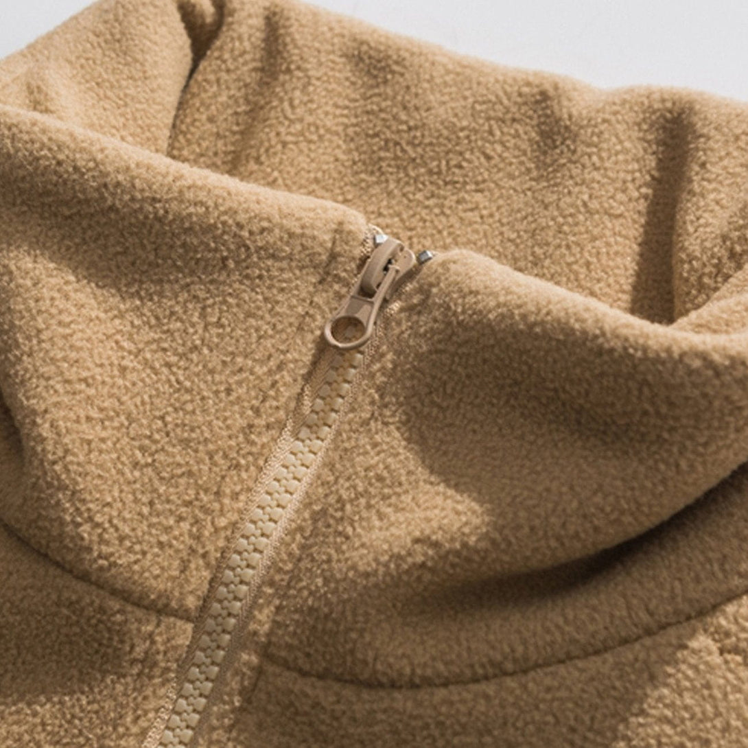 Helmiss - Simple Open Line Design Sherpa Winter Coat- Streetwear Fashion - helmiss.com