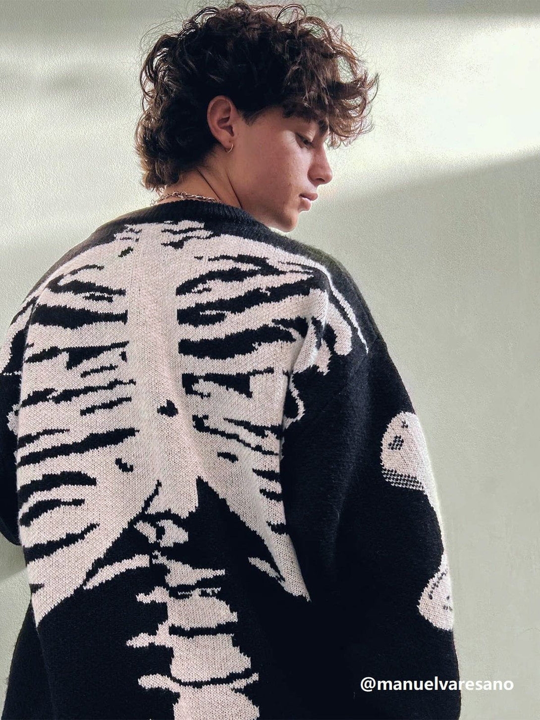 Helmiss - Skeleton Pattern Knit Sweater- Streetwear Fashion - helmiss.com