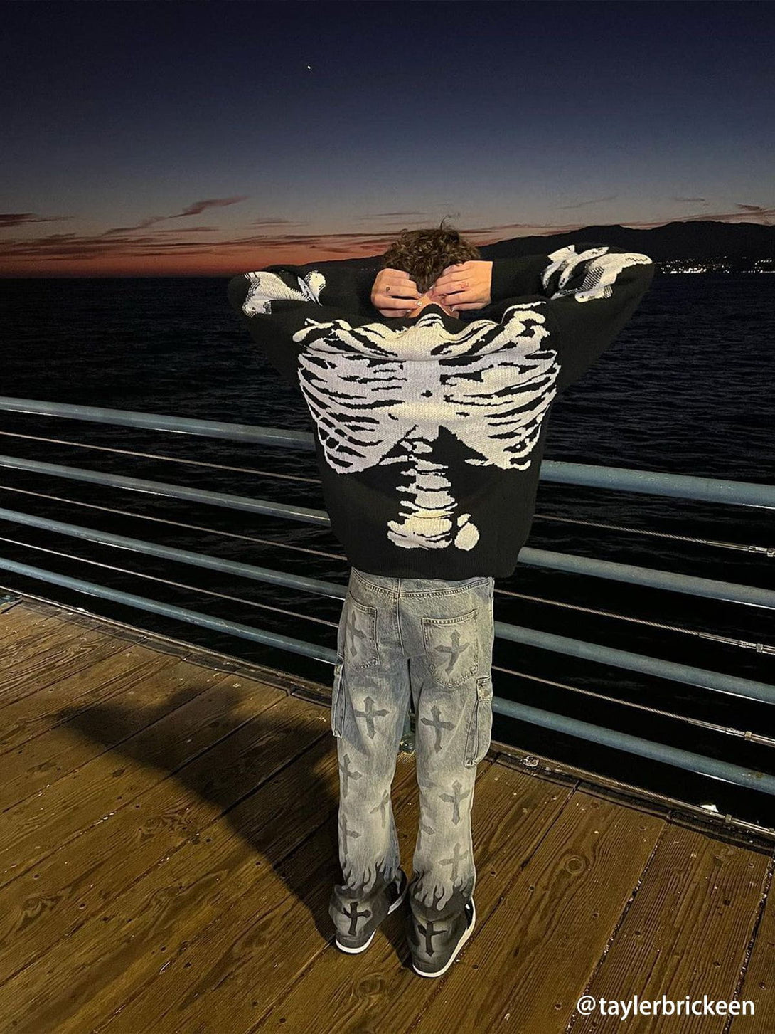 Helmiss - Skeleton Pattern Knit Sweater- Streetwear Fashion - helmiss.com