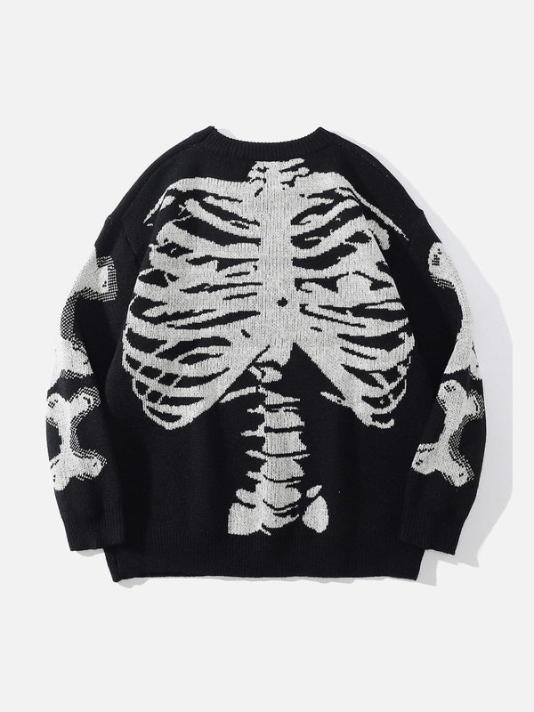 Helmiss - Skeleton Pattern Knit Sweater- Streetwear Fashion - helmiss.com