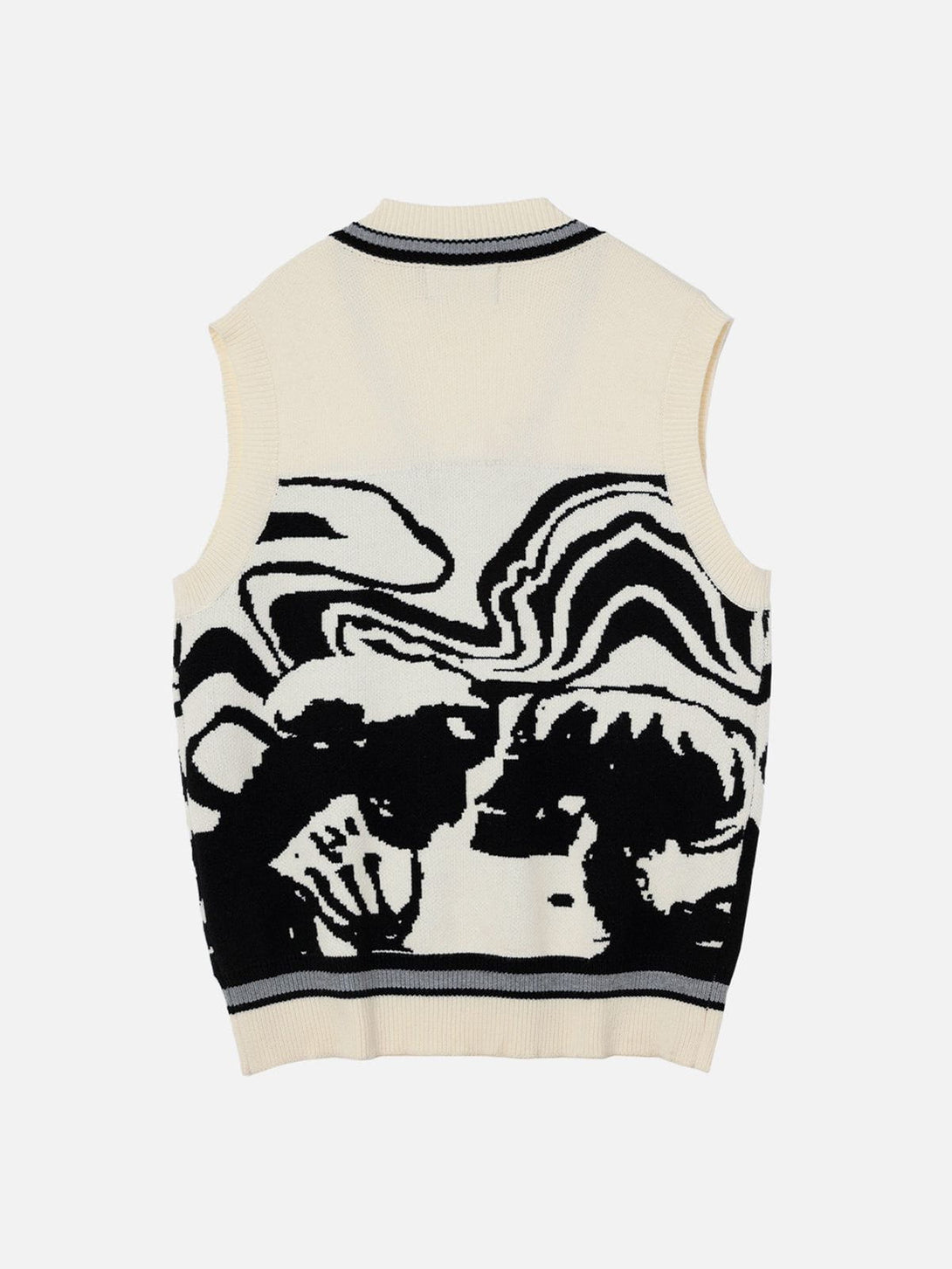 Helmiss - Skeleton Portrait Graphic Sweater Vest- Streetwear Fashion - helmiss.com