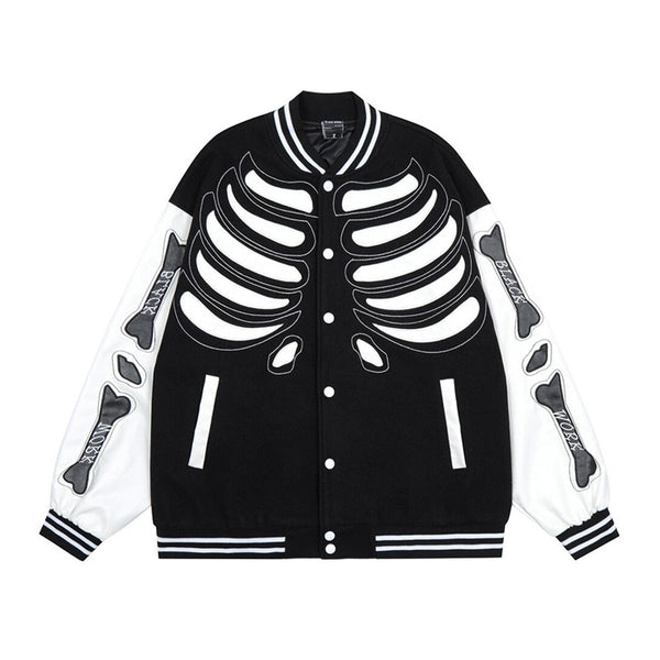 Helmiss - Skeleton Varsity Jacket- Streetwear Fashion - helmiss.com