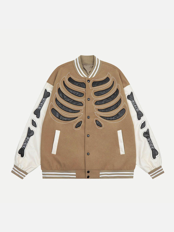 Helmiss - Skull Graphic Varsity Jacket- Streetwear Fashion - helmiss.com